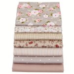 7PCS SET Vintage Floral Cotton Fabric Assorted Pre Cut Fabric Bundle For Diy Handmade Bow Clothing Craft Doll Clothes And Diy Se