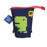Pencil Bag - Pixel Dinosaur Short Zip 21CM