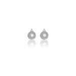 Georgini Natural Freshwater Pearl And Two Natural Diamond June Earrings - Silver