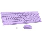 Leadsail Purple Wireless Keyboard And Mouse Combo Full-sized Ergonomic Computer Keyboard 2.4GHZ USB Cordless Keyboard Silent Mou