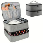 1PC Nail Polish Organizer Holds 30 Bottles 15ML And 1 Nail Light Nail Polish Carrying Case With Storage Pockets For Manicure Too