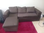 Brown Lshaped Fabric Couch