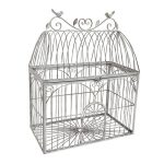 Birdcage Heart Rectanglemetalgreyl 60 45CM