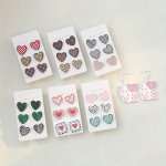 3 Pairs Set Of Delicate Heart Shaped Stud Earrings Acrylic Lightweight Female Ear Ornaments For Women Valentine's Day Gift