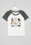 PoP Candy Reglan Printed Tee - Olive Green & White