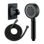 3 Piece - Showerhead With Wall Mount Bracket & 1.5M Hose Set - Black