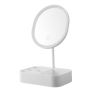 LED Makeup Mirror With Storage Organiser Base - 3 Light Modes - White