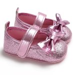 Shiny Glitter Pumps With Velcro Strap Pink Size 3