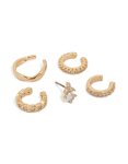 Goldair Gold Cubic Zirconia Classic Stud & Ear Cuffs 5-PACK