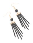 Goldair Gold Black Beaded Cup Chain Drop Earrings