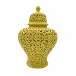 Galt International 19.5" Lattice Ginger Jar With Lid - Stunning Home Decor With Intricate Mediterranean Inspired Lattice Work -