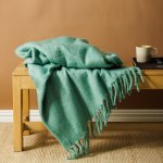 Woollen Blend Blanket Throw Mint Green