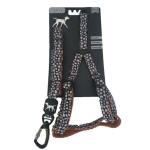 Small Pet Leash & Harness Set - Assorted Colours - Black & Cream Spots
