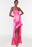 Strappy Ruffle Maxi Prom Dress - Pink