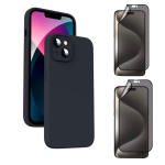Silicone Cover + 2 Matte Privacy Glass Compatible With Iphone 17 Pro Max -b
