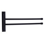 Gerzwy Bathroom Swing Arm Towel Bars 2-ARM Wall Mount Stainless Steel Bath Towel Rack Hanger Towel Holder Organizer Matte Black