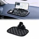 Multifunction Car Dashboard Anti-slip Mat With 360 Rotating Adjustable Phone Holder Multi Organizer Pad For Phones Keys Black