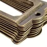 12PCS Vintage Antique Brass Metal Label Holders Diy Name Card Frame Pulls For Furniture Cabinet Drawer Box Case Handmade Decorat