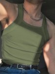 2024 Summer New Men's Solid Color Sleeveless Sports Fitness Homewear Top Sexy Bodycon Vest