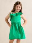 Sadie One-shoulder Frill Girls Dress - 10-12 Yrs Green Clover