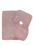 Smte Azaz Bathroom Mat 3PC Set Marble Look Baby Pink With Keychain
