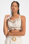 Claire Strappy Crop Top - Stone - S