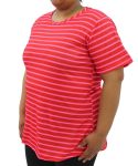 Ladies Stripe T-Shirt - 60 Pink red