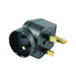 Martin Kaiser Transitional Plug Black Of Male With 2 Earthing Contact System To England Plug Angle Construction With Fuse