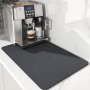 Large Washable Coffee Machine Mat Water-absorbent Drying Place Mat For Dishes Anti-slip Bar Drain Pad Kitchen Counter Mat Dining Table Mat Anti-bacterial Polyester Rectangle