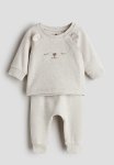 2-PIECE Cotton Sweatshirt Set - Light Beige Marl