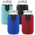 Desing Wish 64 Oz Wide Mouth Mason Jar Neoprene Sleeve 64OZ Non-slip Cozy Insulated Glass Jars Protector Holder Sleeves 4.3 X 7.