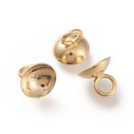 304 Stainless Steel Golden Bead Cap Pendant 8X7MM 10PCS
