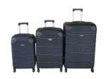 Smte 3-PIECE Black Abs Luggage Set Lightweight Durable Spinner Wheels. With Keychain