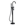 Floor Mounted Bath Mixer With Hand Shower - Black