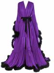 Molisa Womens Sexy Feather Bridal Robe Long Wedding Scarf Illusion Bathrobe Sleepwear Lingerie Robe Nightgown Purple+black XXL