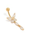 Goldair Gold Plated Surgical Steel Cubic Zirconia Marquise Butterfly Belly Bar