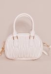 Cream Quilted Rounded Cross Body Bag - Cream
