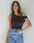 Kylie Off Shoulder Top - Brown - Large