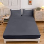 Continental 144TC Plain Viscose Sheeting Fitted Flat Standard & Pillowcase Charcoal