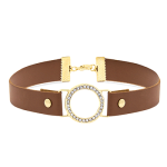 Goldair Gold Tone & Tan Leatherette Choker