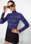 Printed Fitted situated Crepetail textured Knitted - Purple
