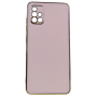 Elegant Silicone Phone Case With Gold Rim For Samsung Galaxy A51 - Pink