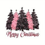 Festive Christmas Trees Heat Transfer Stickers - Diy Iron On Transfers For T-shirts Jackets And Jeans - Xmas Theme Decorations -