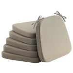 Nobildonna Dining Chair Cushions Set Of 6-2" Thick High-density Foam Chair Pads With Ties And Non-slip Bottom Removable Washable