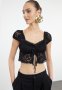 Crop Lace Knit Bustier - Black