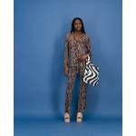 Printed Mesh Pants In Cream Zebra Print - XS