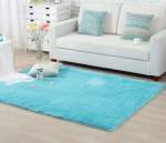 Smte Large Premium Fluffy Carpet rug Light Blue With Keychain