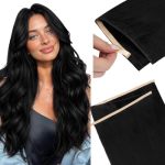 Doores Genius Tape In Weft Hair Extensions Human Hair Jet Black 22 Inch 60G Genius Seamless Weft Invisible Wide Pu