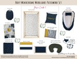 Cot Duvet Bedding Navy Monochrome Woodlands Patchwork Set