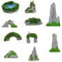 Pet 10PCS MINI Resin Mountain And Bridge Model Landscape Ornaments